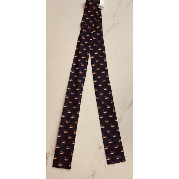 Symphony Scarf New York Scarf Womens Mallard Duck Print Navy 100% Silk Skinny - Picture 1 of 8